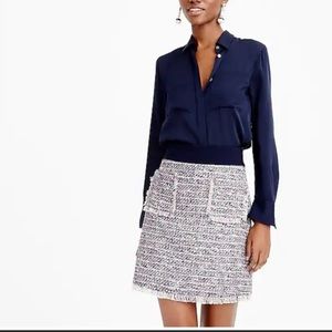 J Crew Navy Pastel Tweed Skirt